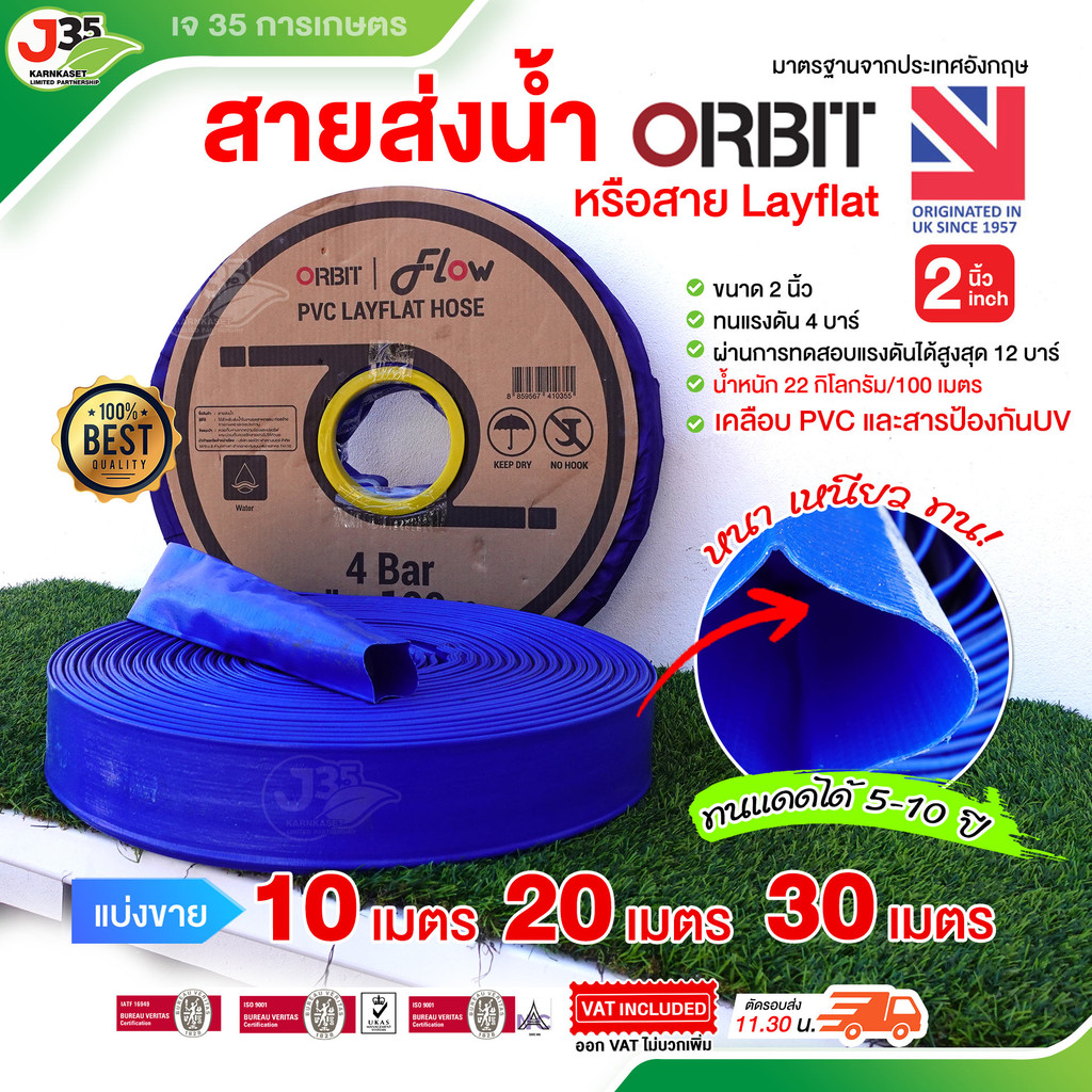 (แบ่งขาย)สายส่งน้ำ 2 นิ้ว หรือสายรีเฟรช ทนแรงดัน 4 บาร์ เคลือบ PVC และสารป้องกัน UV ทนแดดได้5-10ปี สายส่งน้ำ (สีฟ้า)