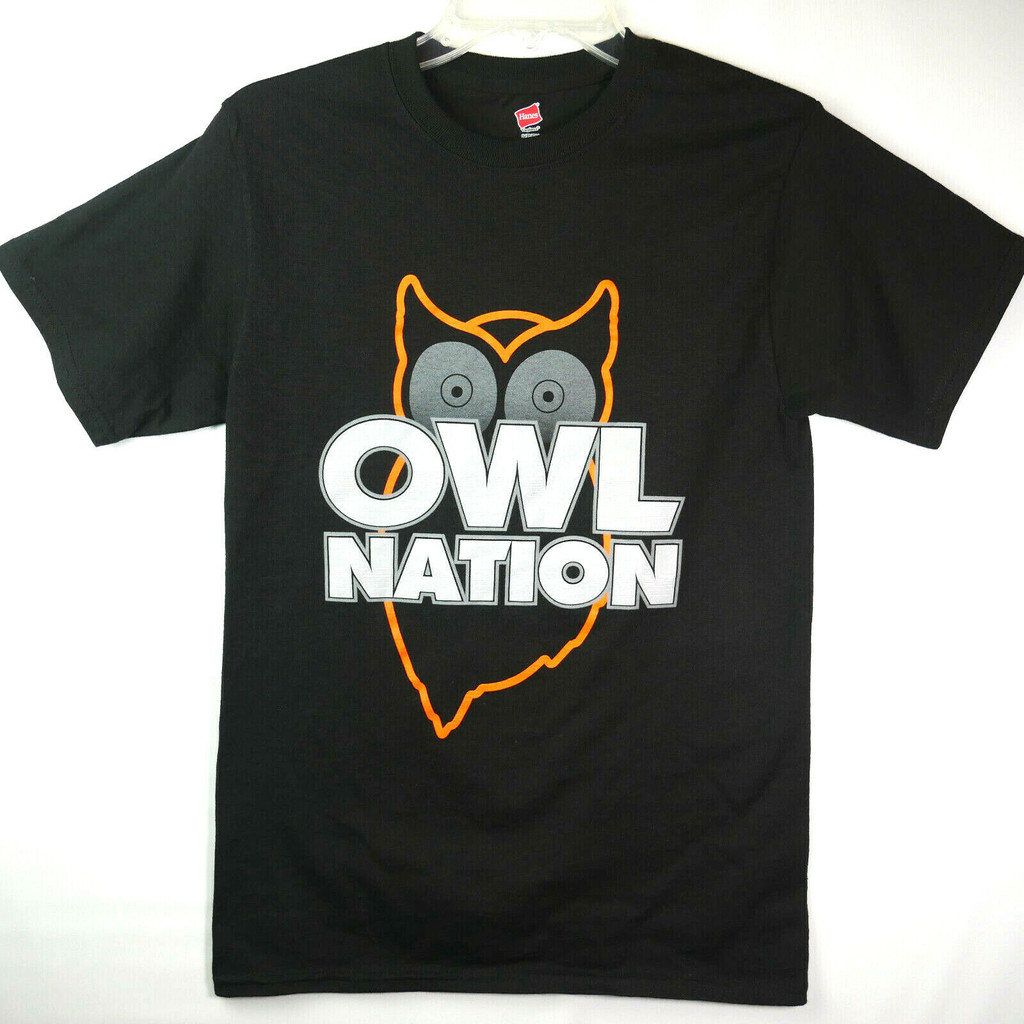 Hooters Owl Nation Mens S เสื้อยืด Hanes Tagless Preshrunk Cotton