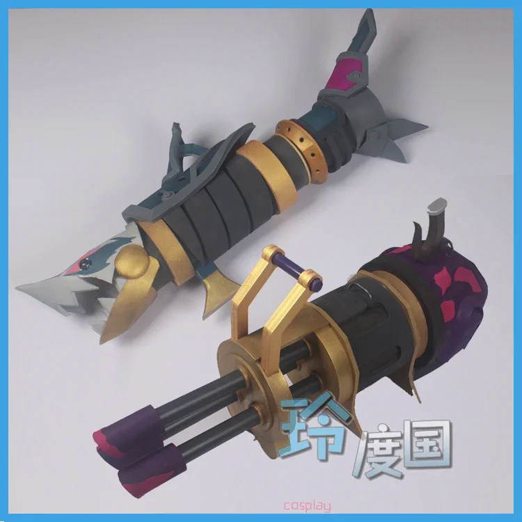 Game LOL Arcane Jinx Cosplay Props Shark Bone Rocket Launcher Replica of Weapons for Halloween Carni
