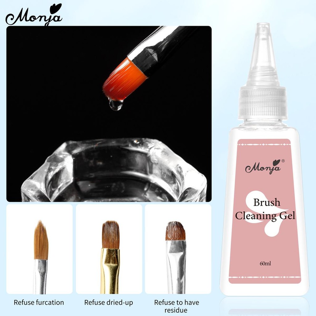 Monja แปรงเล็บ Cleanser Remover แปรงเจลทําความสะอาดอะคริลิค เจลภาษาโปลิชคําเครื่องมือทําความสะอาด