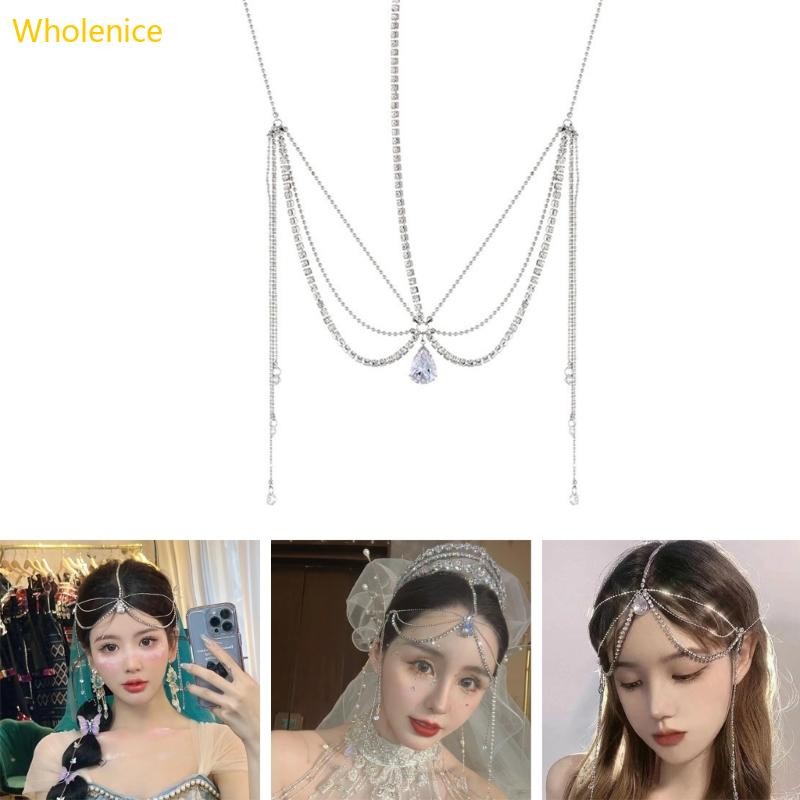 Whol หน้าผาก Headpiece Rhinestone Head Chain Layerd ผม Jewlery คริสต์มาสพรหม