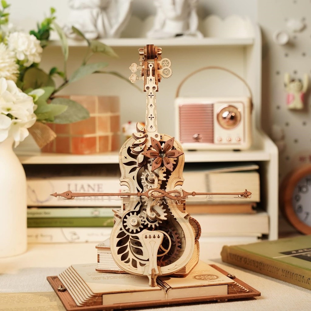 (ส่งตรงจากญี่ปุ่น) ROKR 3D ปริศนา Magic Cello Mechanical Music Box เล่นอัตโนมัติต้องใช้แบตเตอรี่ไม้ 