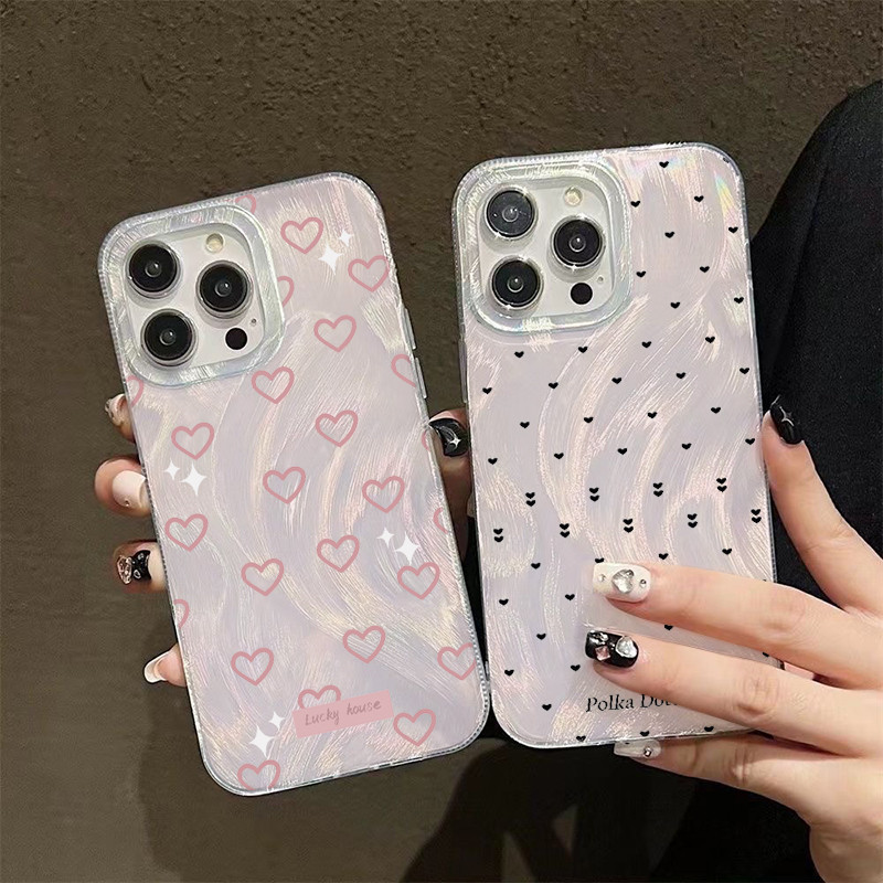 🔥GOOD🔥สีชมพูรักหัวใจมันวาววงเล็บดาวเคสหรูเข้ากันได้กับ IPhone 16 11 15 12 13 14 Pro Max 7Plus XR 7 15 8 14 Plus X XS Max