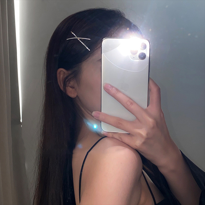 Mh แฟชั่น Rhine-drill Cross One Line Clip กิ๊บติดผมอารมณ์เพชรเต็มรูปแบบสําหรับของขวัญผู้หญิง - รูปที่ 2