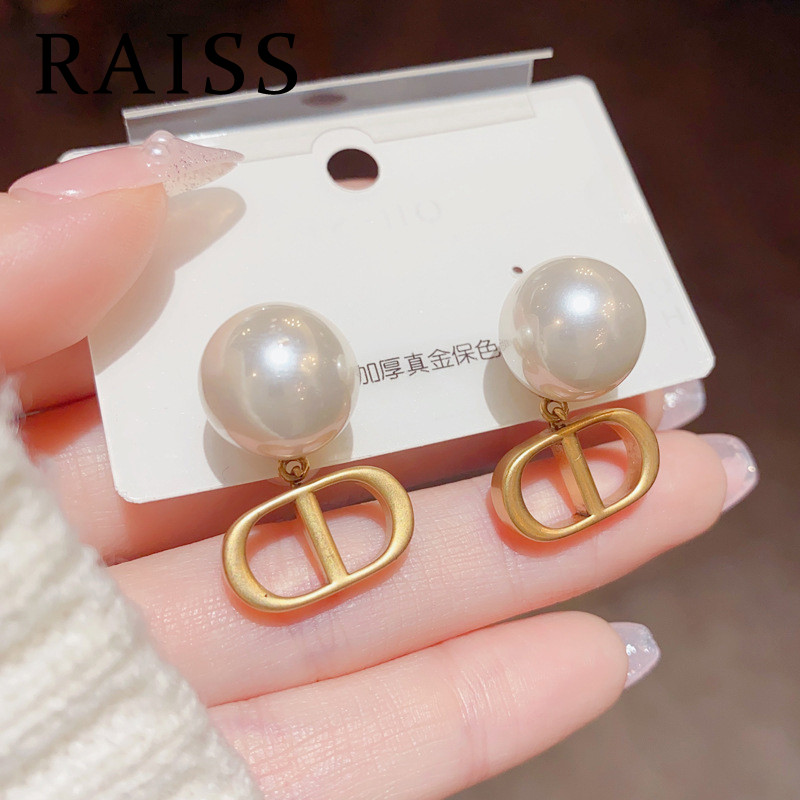 925 Silver Double Needle Letter D ต่างหูมุกฝรั่งเศส niche ต่างหูหรูหราเรียบง่าย - รูปที่ 6