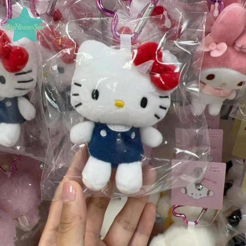 SANRIO [BigHouseSea] 10 ซม.Sanrio Hello Kitty พวงกุญแจตุ๊กตา Kawaii การ์ตูนหัวใจหัวเข็มขัดตุ๊กตาของเล่นจี้น่ารักกระเป๋าเป้สะพายหลังเครื่องประดับของขวัญ Charm ใหม่