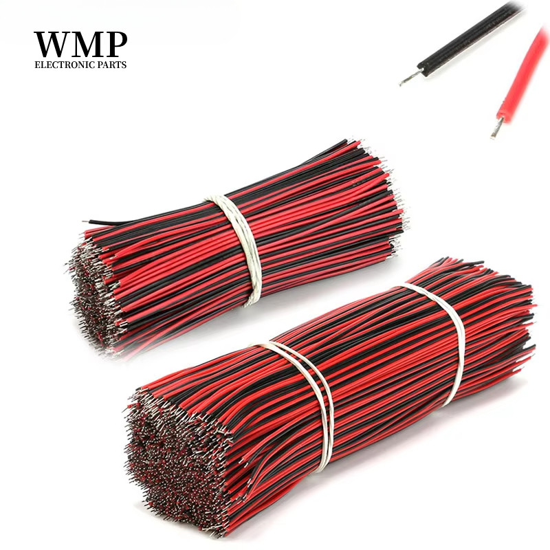 50 ชิ้นดีบุก PCB บัดกรีสายไฟ 24AWG 8/15 ซม.จัมเปอร์สายไฟดีบุกตัวนําลวดเชื่อมต่อลวดสีแดงสีดําหน้าอกสา