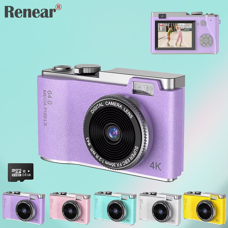HD Digital 64MP กล้อง Autofocus การถ่ายภาพกล้องวิดีโอหน้าจอ 2.4 นิ้วสําหรับพกพาเด็กผู้ใหญ่เริ่มต้น Vlogging กล้อง