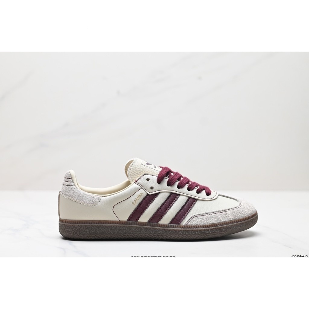 ในสต็อก German Training Football Style All-Match Low-Top Casual Sports Sneakers/Beige Red
