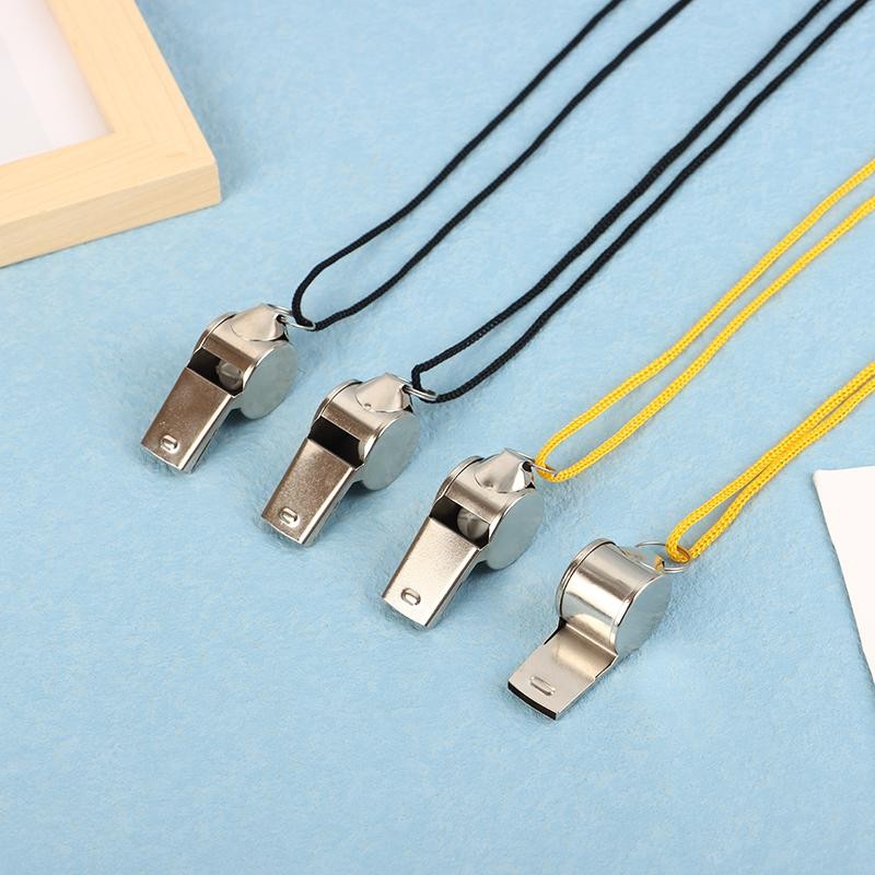 Blueclouds 5 ชิ้น Loud Metal Whistle นกหวีดสแตนเลสพร้อมเชือกเส้นเล็กสวมใส่ผู้ตัดสินนกหวีด Coaches Lifeguards Survival Sport ใหม่