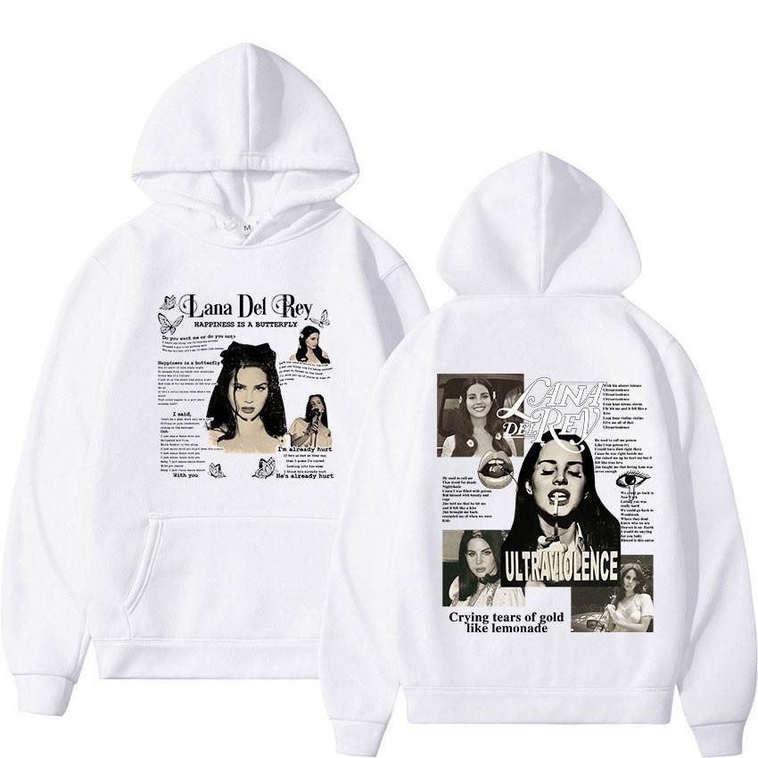 💟ผ้าฝ้าย Hoodie😆 เสื้อฮู้ด KPOP นักร้อง Lana Del Rey Retro ขนาดใหญ่นุ่ม Ultraviolence เพลงอัลบั้ม Gi