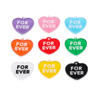 St. kunkka 10 ชิ้นอะคริลิคจี้หัวใจที่มีสีสันภาษาอังกฤษ Forever จี้สําหรับ DIY สร้อยข้อมือสร้อยคอทํา