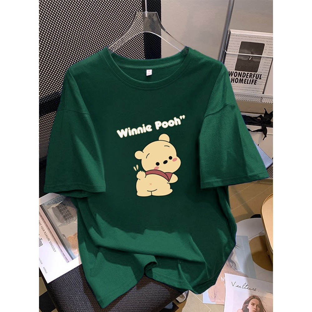 COD✅ (จัดส่งในกรุงเทพฯ) MAO Shop  เสื้อยืดผ้าฝ้ายสีเขียวเข้มแขนสั้นฤดูร้อนใหม่ด้านบนแฟชั่นเสื้อยืดหลวม ๆ#57790