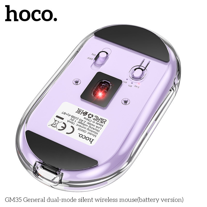HOCO GM35 2in1 เมาส์ไร้สาย เสียงเงียบ รองรับ Bluetooth 5.2 & Wireless 2.4G ปุ่มกด 5 ปุ่ม DPI 3 ระดับ เมาส์บลูทูธ hc6