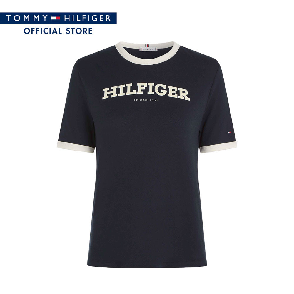Tommy Hilfiger เสื้อยืด ผู้หญิง รุ่น WW0WW41208 DW5 - สีน้ำเงิน ทรง Regular Fit