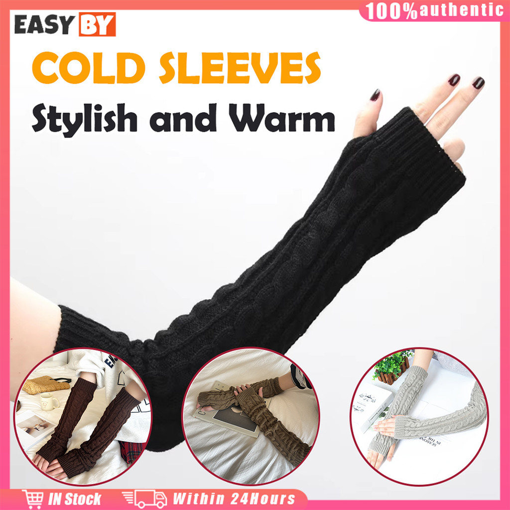 จัดส่งรวดเร็ว 1คู่ ปลอกแขนกันหนาว สอดนิ้วได้ หลายสีให้เลือก ถุงมือแฟชั่นผู้หญิง