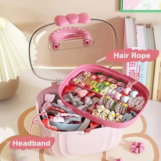 HORIZ Jewellery Box, Bowknot Multi-layer Hairpin Storage Box, Cute Hair Accessories Waterproof Layered Container Girl