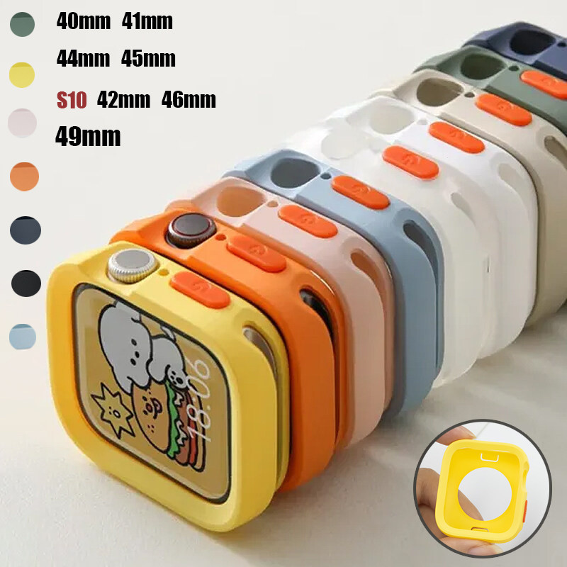 Anti-DROP Matte กันชนซิลิโคนอ่อนสำหรับ Apple Watch S10 42มม. 46มม. 49มม. 41มม. 40มม. 44มม. 45มม. iWatch ultra 10 9 8 7 6 SE 5 4