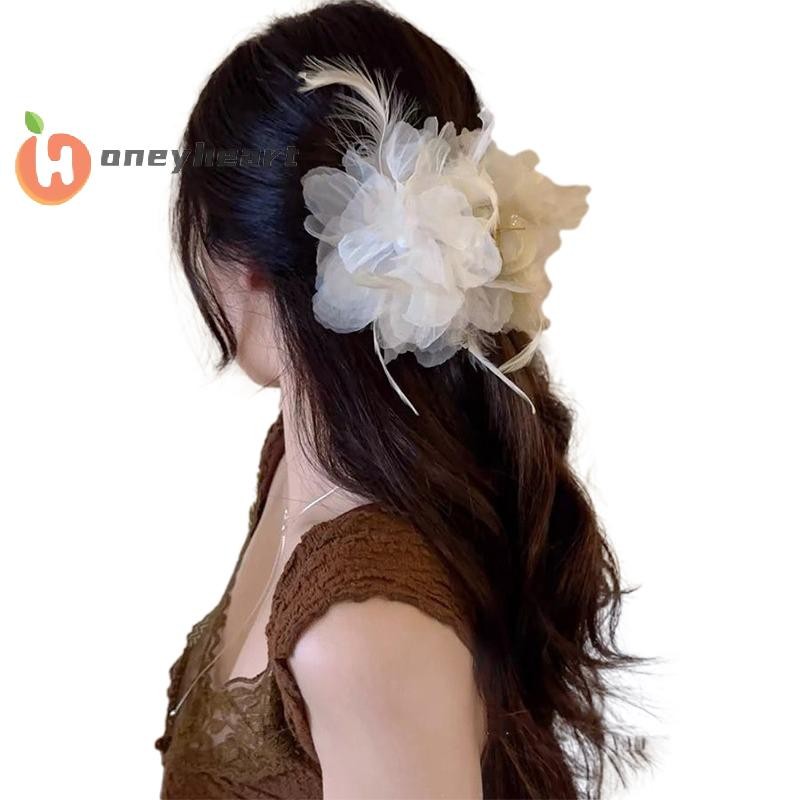 <HoneyHeart> French Pearl Flower Clip Women Sweet Clip เครื่องประดับผม