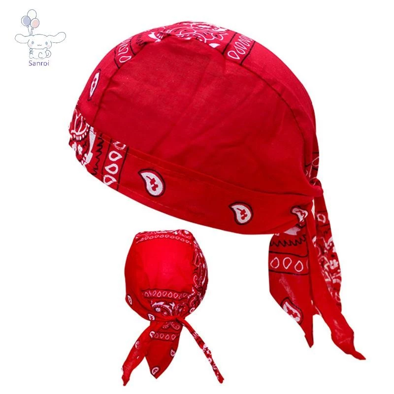 [San] ผู้หญิงผู้ชายหมวกผ้าฝ้าย Unisex Durag พิมพ์แฟชั่นผ้าพันคอโจรสลัด