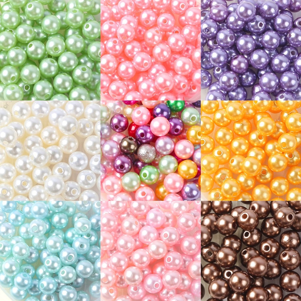 6/8 มม. 50/100 ชิ้น Multicolor เลียนแบบ Pearl Spacer ลูกปัดหลวมรอบ DIY สร้อยคอสร้อยข้อมือเครื่องประดับทํา Handmade วัสดุอุปกรณ์เสริม