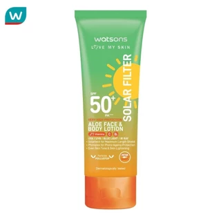 Watsons วัตสันเลิฟมายสกิน โซล่าร์ฟิลเตอร์ เวรี่ไฮโพรเทคชั่น อโล เฟสบอดี้ โลชั่น SPF50+ 100ml