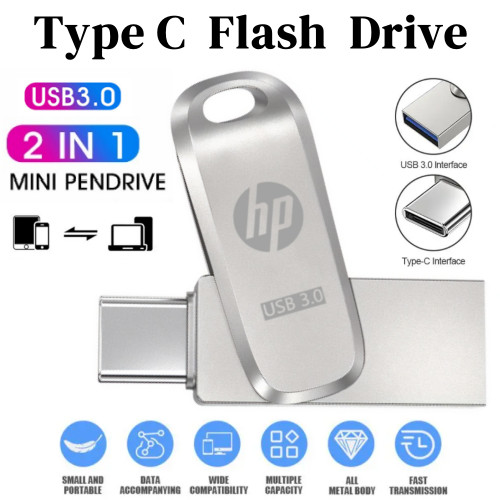 แฟลชไดร์ฟ Hp Flash Drive 1TB Usb C แฟลชไดรฟ์ 512GB Flash Drive TypeC