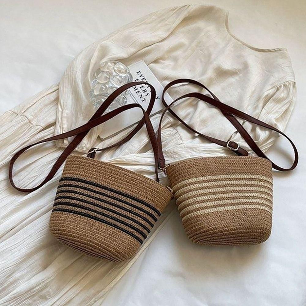 Balm Women Totes Bag, กระเป๋าสะพายทอฟางความจุขนาดใหญ่, ซิปทอแบบพกพา Handmade Vacation Beach Bag Women