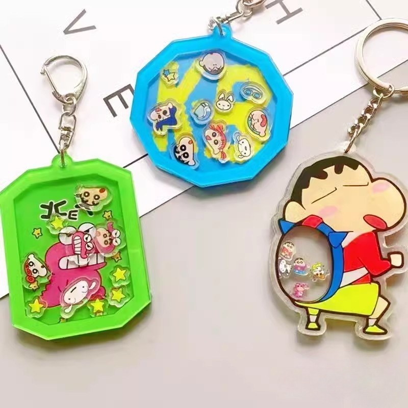 การ์ตูน Crayon Shin-Chan Shake พวงกุญแจอะนิเมะ Periphery อะคริลิคกระเป๋าจี้สําหรับคู่ตกแต่ง Keyyings ของขวัญ