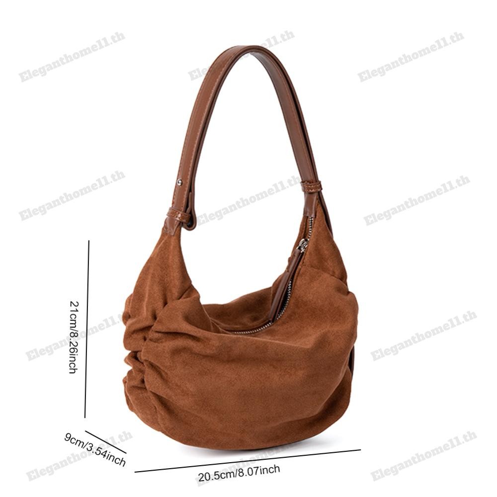 กระเป๋าสะพายไหล่สําหรับผู้หญิงผู้ชาย Ruched กระเป๋าถือหนังนิ่ม Hobo กระเป๋าสําหรับการเดินทางที่มีชื่อร่วม