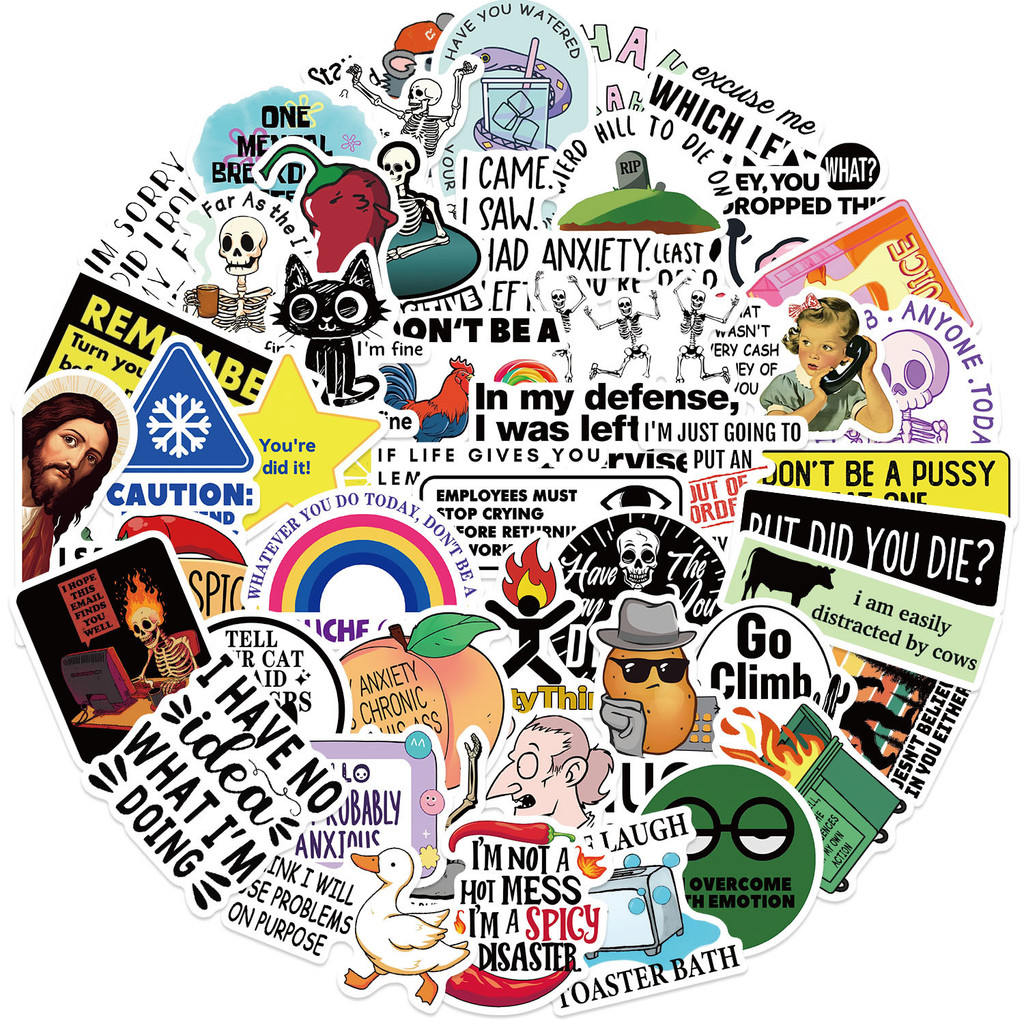 50pcs การ์ตูน Snarky MEME สติ๊กเกอร์ Graffiti สําหรับบัญชีมือจักรยานกล่องดินสอ Decals LanLanStickersWorld