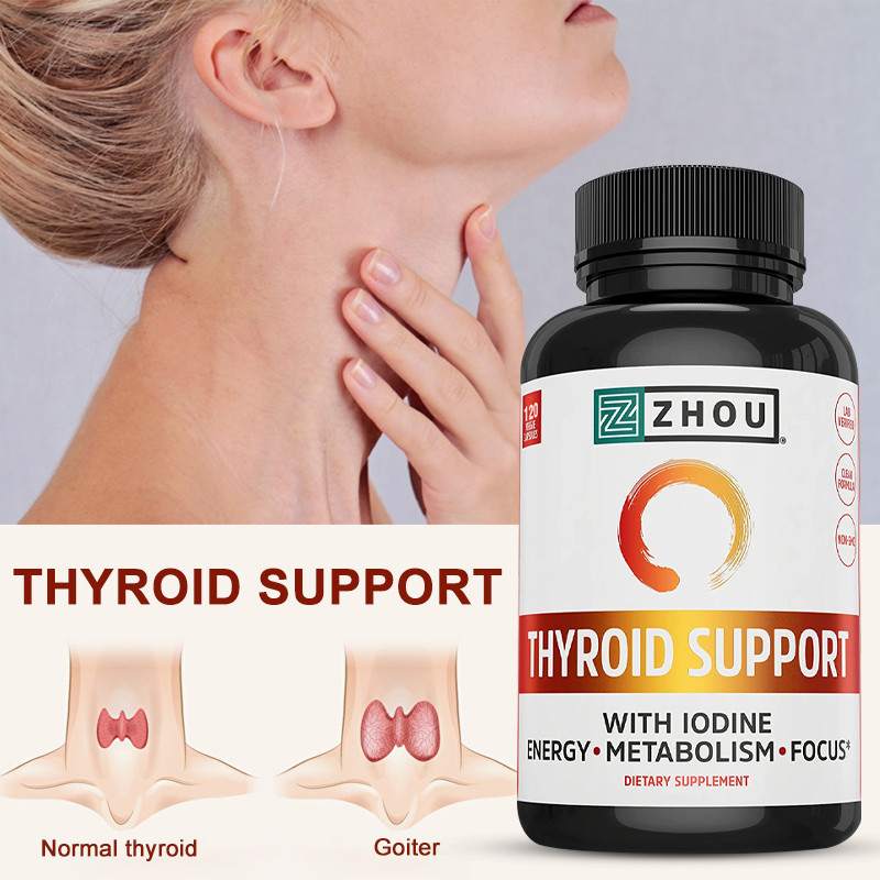 Thyroid Support Complex Capsules - มีวิตามินบี 12, แอล-ไทโรซีน และส่วนผสมอื่นๆ - ช่วยปรับสมดุลต่อมไทรอยด์
