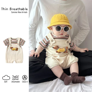 ฤดูร้อนใหม่เด็กอินเทอร์เน็ตคนดังเสื้อผ้าชายหญิงแขนสั้น Onesie 0-28 เดือน Splicing Super น่ารักผล Romper Out เสื้อผ้าวันเกิด