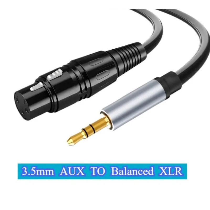 XLR ถึง 3.5 มม.ไมโครโฟนเสียง HiFi สาย XLR หญิง Mini Jack Aux สายไมโครโฟนสําหรับกล้องวิดีโอกล้อง DSLR คอมพิวเตอร์
