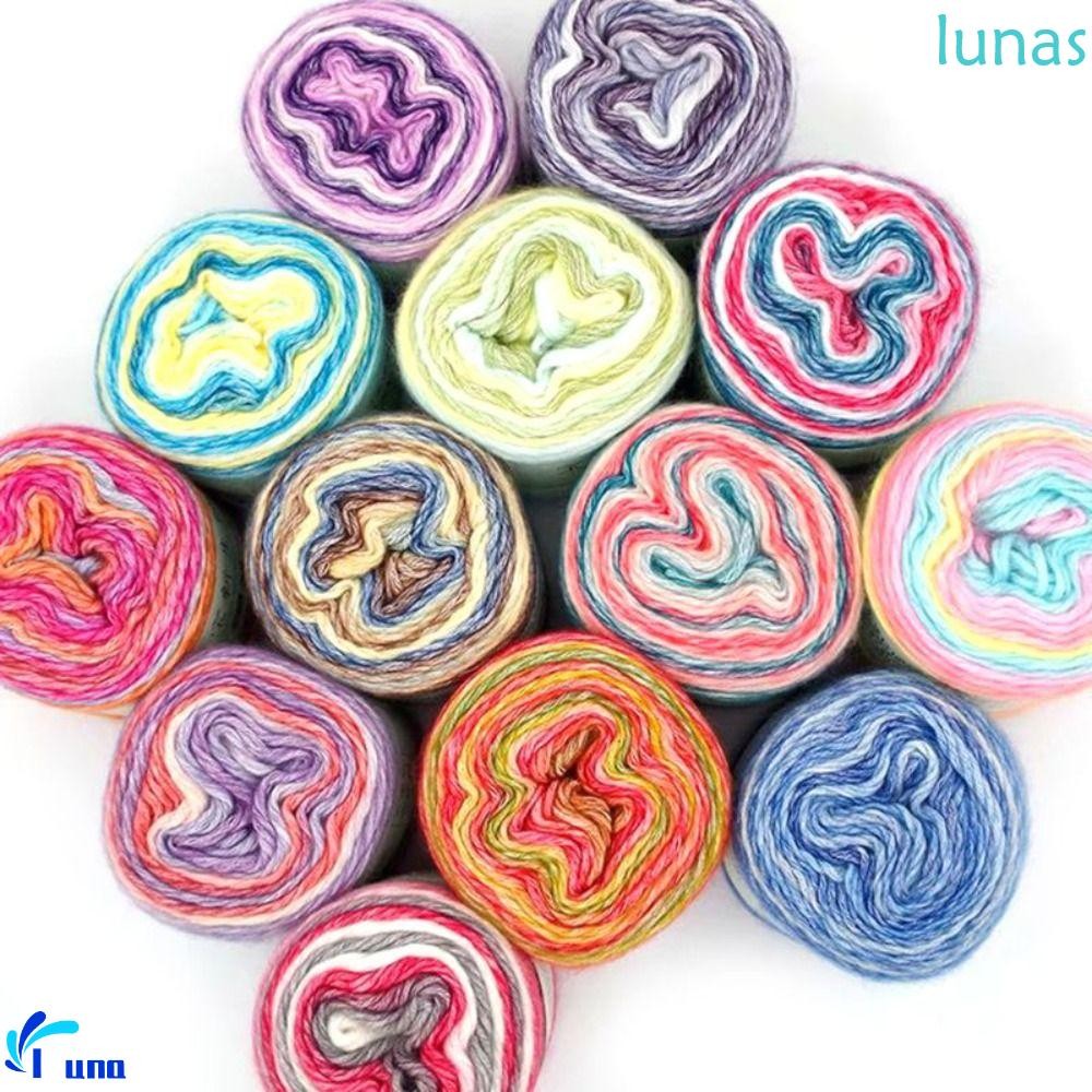 LUNASOL Rainbow Woollen Yarn, 100g สีไล่ระดับสีเค้กเส้นด้าย,ย้อมสีโครเชต์นุ่มสบายผ้าฝ้ายหลายสีเส้นด้ายสายรุ้งเสื้อกันหนาว