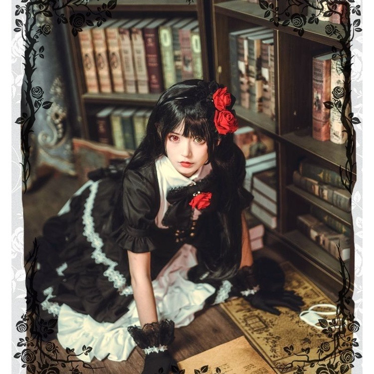 วันที่ A Live Tokisaki Kurumi คอสเพลย์ชุดเครื่องแต่งกาย กระโปรงฮาโลวีน Carnival Party ชุดหญิง.Cospla