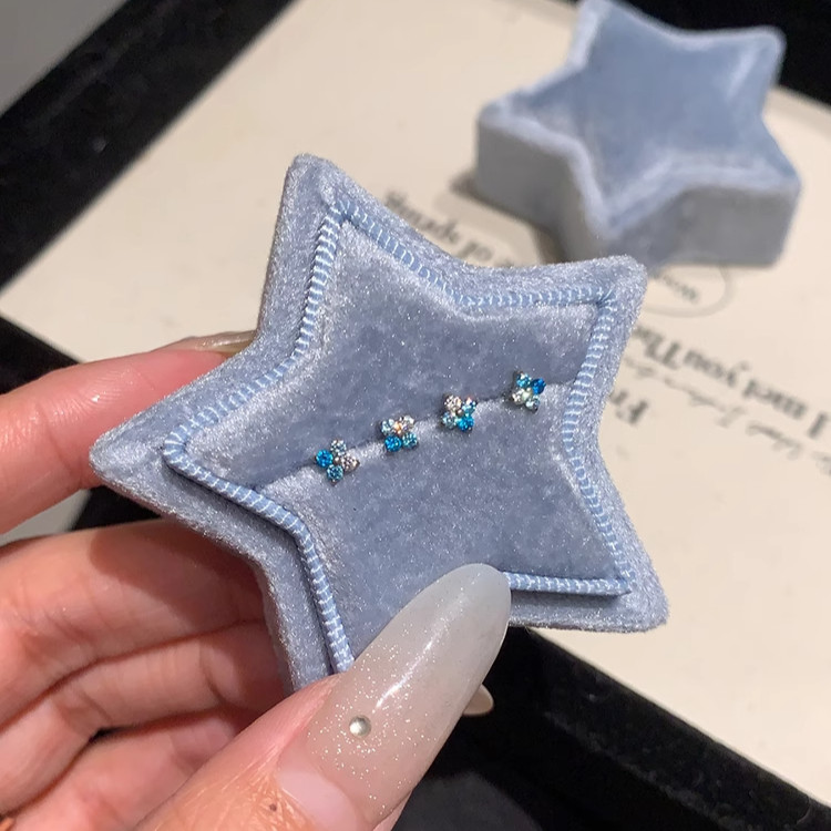 สีฟ้าสีขาว ส925 เงินชุบหูกระดูก สวดมนต์ ต่างหูหูกระดุม เครื่องประดับ