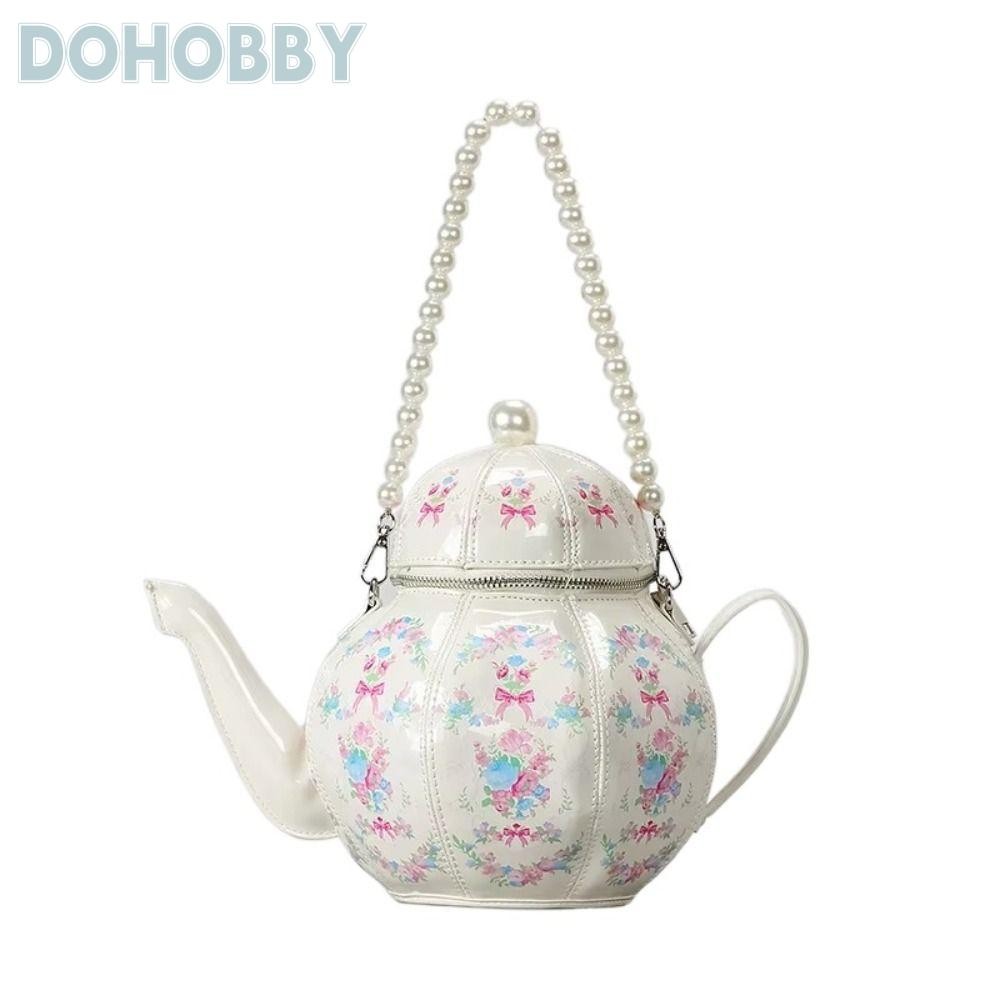 DOHOBBY กระเป๋าถือดีไซน์กาน้ําชา,กระเป๋าสะพายโซ่วินเทจ,กระเป๋าสะพายข้างบุคลิกภาพหรูหราสร้างสรรค์