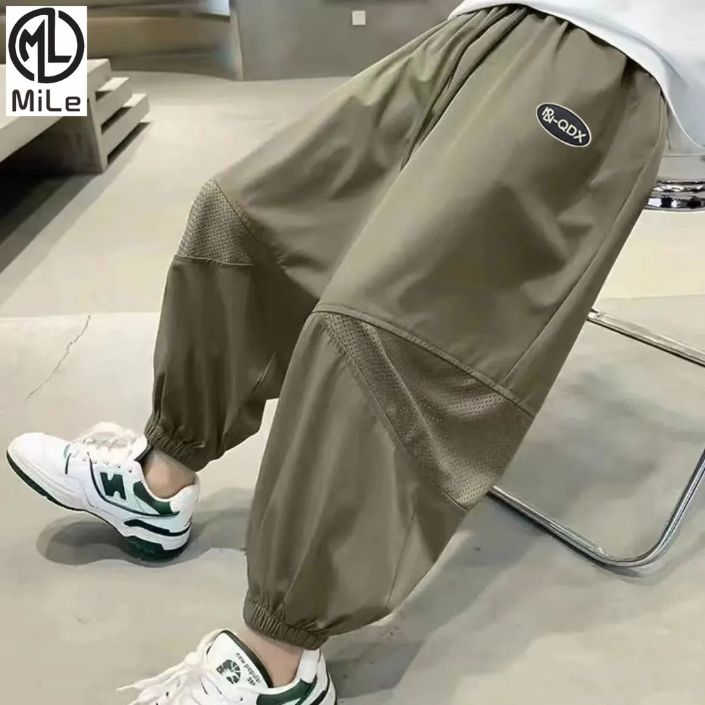 [ML] 80-170 ซม.เด็ก Anti-ยุงกางเกงฤดูร้อนสไตล์ใหม่กางเกงขายาวผู้ชายผู้หญิงเด็กตาข่ายระบายอากาศเย็บแฟชั่นอินเทรนด์กางเกงกางเกงลําลอง