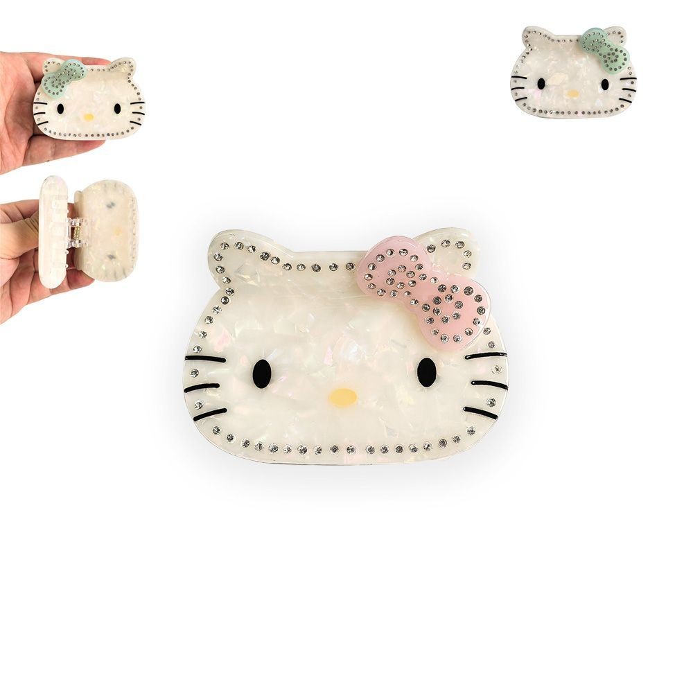 🎉Hot~Sweet KT Cat Acetate Scratch Clip Cute kitty Hair Scratch Back Head Large Shark Clip Girl Heart Hair Accessories Headdress
