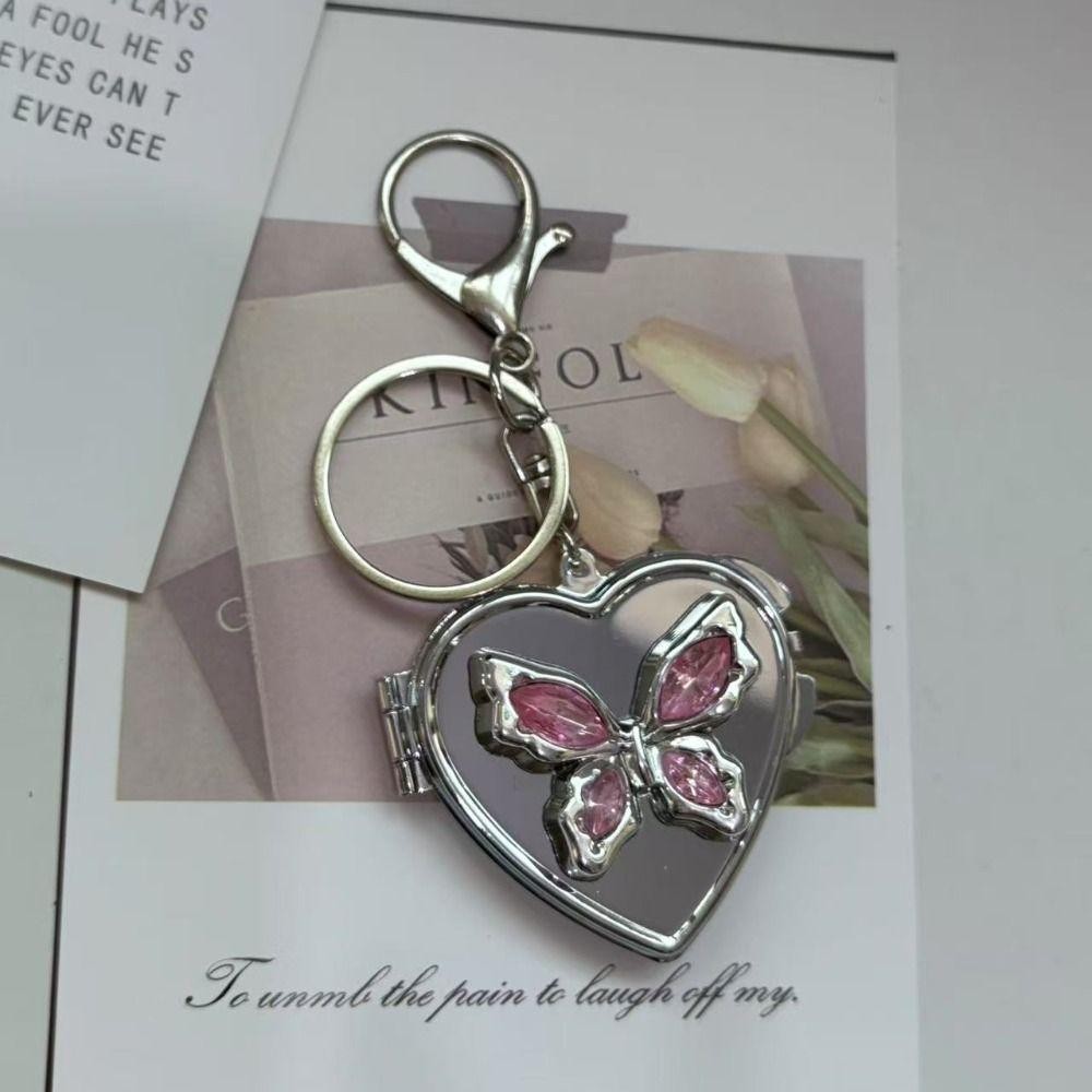 RADIANTZAP กระเป๋าแขวนพวงกุญแจ,กระจกสองด้าน Ins สไตล์ Love Mirror จี้,อเนกประสงค์ Y2k รูปหัวใจโบว์เครื่องสําอางกระจกพวงกุญแจน่ารักอุปกรณ์เสริม - รูปที่ 3