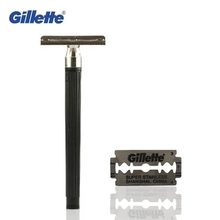 Gillette มีดโกนหนวดสเตนเลส สําหรับผู้ชาย 1 แพ็ก โลหะผสม มีดโกนเพื่อความปลอดภัยของผู้ชาย