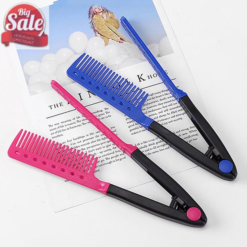 AF Straightening Comb Salon Hair Brush Combs อุปกรณ์ทําผม เครื่องหนีบผม V-shaped Straight Comb Straightener A