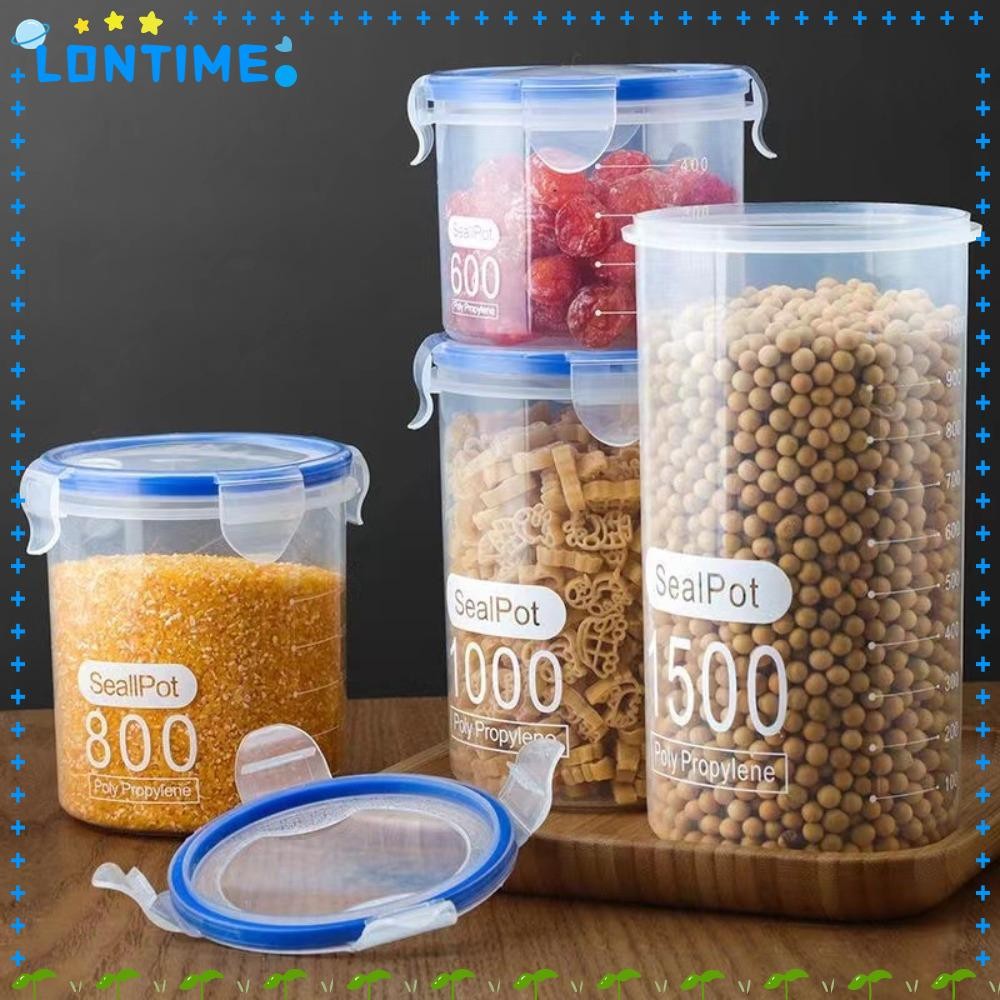 LONTIME กระป๋องเก็บอาหารในครัว, ถังเก็บตู้เย็นพลาสติกปิดผนึก, Multigrain Organizer ความจุขนาดใหญ่พร้อมกล่องเก็บรักษาสดเมล็ดพืชขนาด