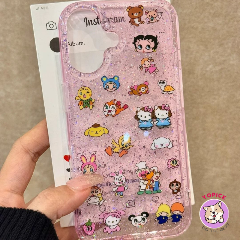 ตัวการ์ตูน headshot เคสโทรศัพท์สําหรับ iPhone 16 16Pro 16Plus 16Pro Max 11 12 13 14Plus 15Pro XR XS Max 7 8Plus สาวรักประกาย Anti Drop ฝาครอบโทรศัพท์มือถือ DSP