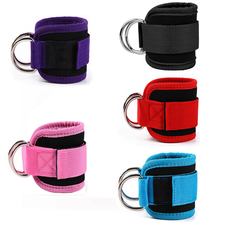 1pcs สายสายรัดข้อเท้า Double D-Ring ปรับข้อเท้า Cuffs สําหรับออกกําลังกาย Glutes ขา Strength Trainin
