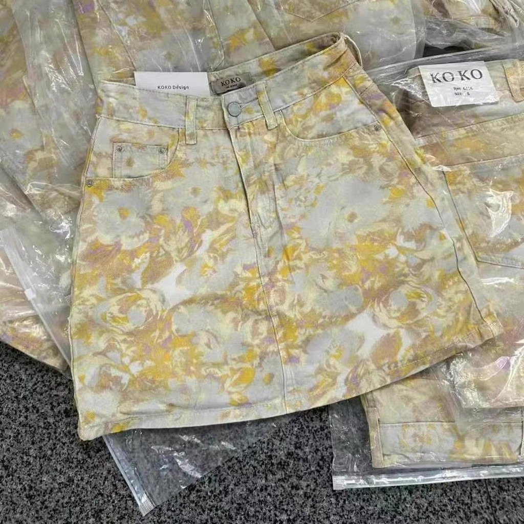 ฤดูร้อนสไตล์ใหม่เวอร์ชั่นเกาหลีการออกแบบซอกดอกไม้กระโปรงยีนส์ผู้หญิงเอวสูง ผอมลง ดูกระโปรงสั้น - รูปที่ 7