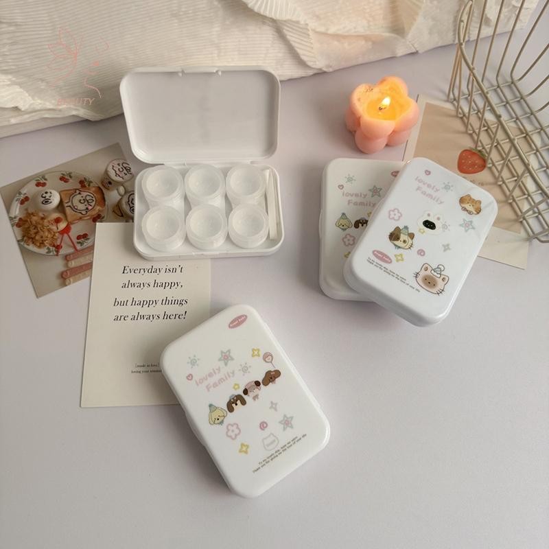 [maybeauty] กล่องเก็บคอนแทคเลนส์ 3 คู่แบบพกพาเดินทางแช่คอนเทนเนอร์กล่องเลนส์สําหรับนักเรียนความงาม {