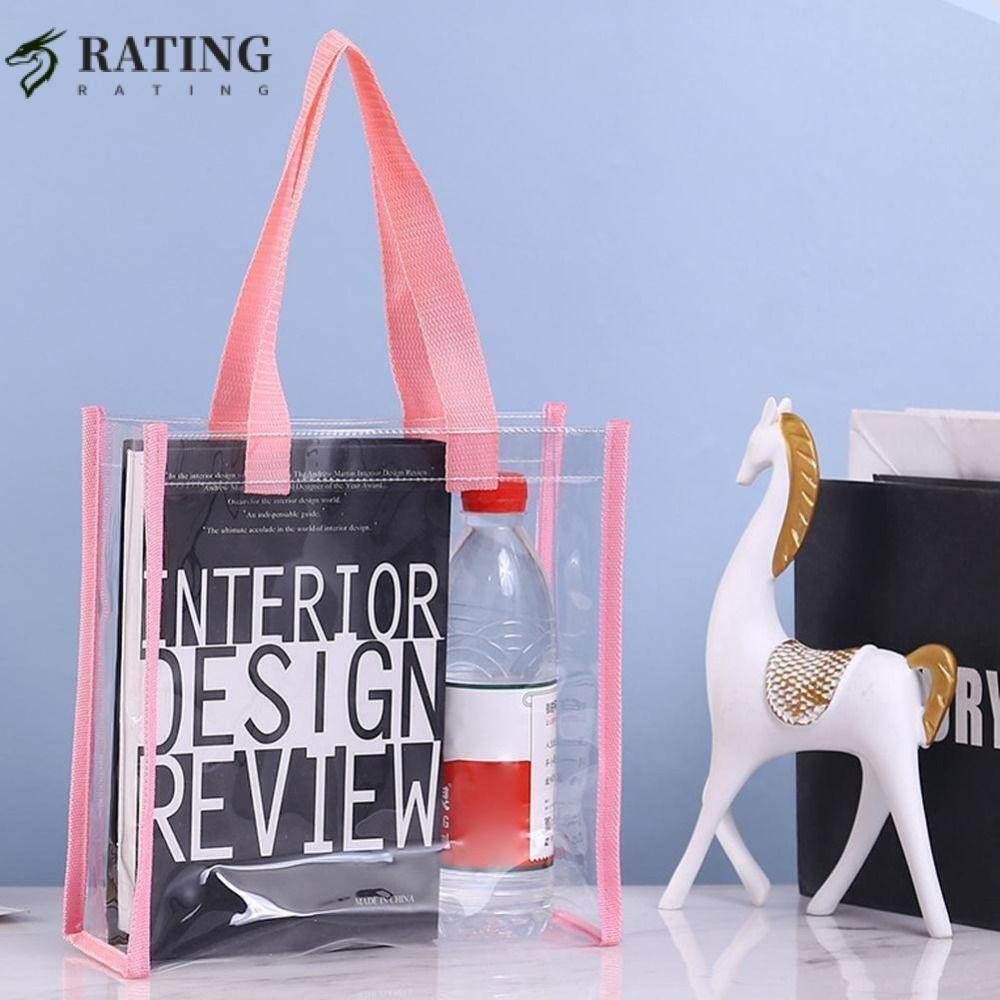 RATIN Cosmetics Shopping Bag, PVC Large Capacity Tote Bag, ถุงของขวัญใส ถุงเยลลี่พลาสติก