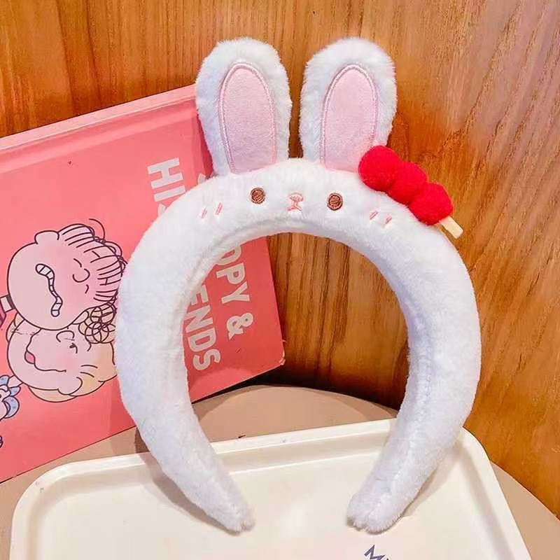 ใหม่น่ารักตุ๊กตากระต่ายมะระหวานแถบคาดศีรษะคิตตี้แมวอุปกรณ์ผมสาวสวนสนุกภาพ ชม. หูฟัง